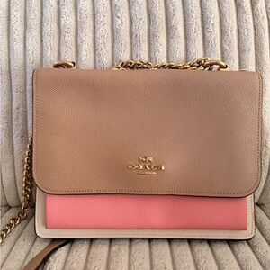 Coach Tan and Coral Crossbody Bag